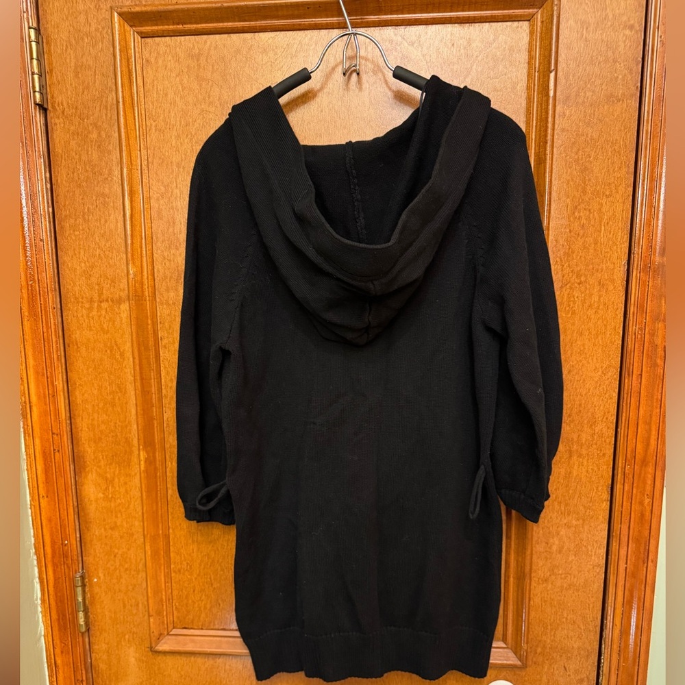 🆕H&M black 3/4 sleeve buttoned sweater large hood size medium - Picture 7 of 13